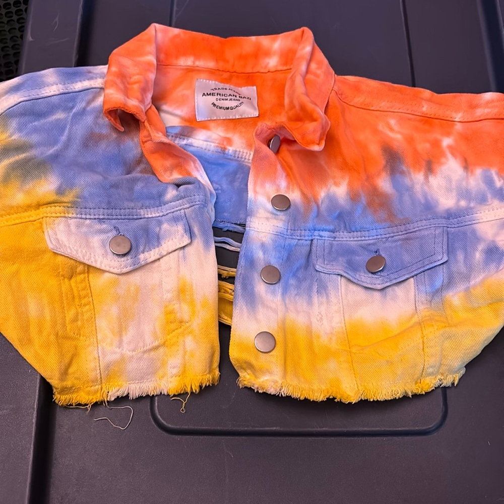 Crop top tie dye Jean jacket